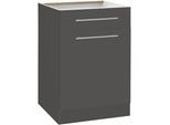 Unterschrank WIHO KÜCHEN "Unna", grau (front und korpus: anthrazit), B:60cm H:82cm T:57cm, Schränke, Unterschrank, 60 cm breit, ohne Arbeitsplatte