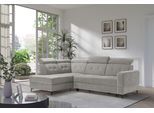 Ecksofa EXXPO - SOFA FASHION "Monte, Kopfteile verstellbar, optional mit Bettfunktion & Bettkasten", sand, B:254cm H:100cm T:182cm, Sofas, Ecksofa, L- Form, mit Kopfteilverstellung, optional Bettfunktion und Bettkasten