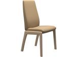 Polsterstuhl STRESSLESS "Laurel", beige (sand paloma, walnuss), B:57cm H:105cm T:60cm, Leder PALOMA: PALOMA ist ein durchgefärbtes Semianilin-Möbelleder mit natürlicher Narbung., Stühle, Polsterstuhl, High Back, Größe L, mit abgerundeten Beinen in Walnuss