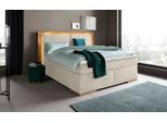 Boxspringbett HOME AFFAIRE "Cup", beige, B:190cm L:206cm, Bezug: Luxus-Microfaser (100% Polyester);Bezug: Microfaser (100% Polyester), Komplettbetten, Boxspringbett, mit LED-Beleuchtung, Massivholzrahmen und Topper, in 2 Härtegraden