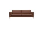3-Sitzer FLEXLUX "Fiore, super Sitzkomfort durch Kaltschaum im Sitz", braun (old chestnut), B:229cm H:85cm T:92cm, 100% Echteder, Sofas, 3-Sitzer, breite Armlehnen, Füße Alu+ Eiche