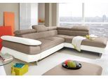 Ecksofa COTTA "Solution L-Form", weiß (altweiß, schlamm), B:279cm H:73cm T:228cm, Sofas, Ecksofa, mit Arm- & Kopfteilverstellung, wahlweise mit Bettfunktion