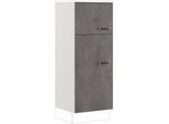 Kühlumbauschrank IMPULS KÜCHEN "Prag", Breite/Höhe: 60/147,5 cm", grau (beton, optik schiefer dunkelgrau), B:60cm H:147,5cm T:57,6cm, Dekorfolie, Holzwerkstoff, Schränke, Kühlumbauschrank, vormontiert, mit Drehtüren