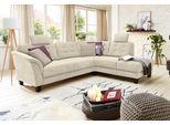 Ecksofa HOME AFFAIRE "Trondheim L-Form", beige (creme), B:260cm H:89cm T:214cm, Struktur fein (100% Polyester);Flachgewebe (100% Polyester);Luxus-Microfaser (90% Polyester, 10% Polyamid), Sofas, Ecksofa, mit Federkern und Knopfheftung im Rücken, Füße Buche dunkel