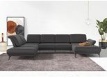 Wohnlandschaft SIT & MORE "Coco U-Form", grau, B:382cm H:88cm T:242cm, 100% Polyester, Sofas, Wohnlandschaft, Sitztiefen-, Arm- und Kopfteilverstellung, Cord-Bezug, Fußhöhe 15 cm