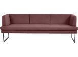 Polsterbank K+W KOMFORT & WOHNEN "Cube", rot (cabernet 15), B:229cm H:82cm T:67cm, Sitzbänke, Polsterbank, Hammerkissenoptik, 2 Breiten, Metallkufe schwarz