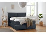Boxspringbett HOME AFFAIRE "Jenson", blau, B:168cm L:225cm, Struktur weich (85% Polyester/15% Nylon), Komplettbetten, Boxspringbett, in 4 Farben, 4 Breiten, 3 Matratzenarten in 2 Härtegraden, Topper