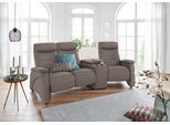 3-Sitzer EXXPO - SOFA FASHION "Ascoli, Kinosofa mit hohem Sitzkomfort, bequeme Armlehnen", grau (delphin), B:251cm H:106cm T:99cm, NaturLEDER (echtes Rindsleder) in Sitz und Rücken. Korpus in passendem Kunstleder SOFTLUX bezogen;Velours in Lederoptik (100% Polyester);Webvelours (92% Polyester, 8% Nylon), Sofas, 3-Sitzer, inkl. Relaxfunktion, Ablage und Staufach, hohe Rückenlehne