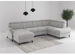 Wohnlandschaft SIT & MORE "Glendale, U-Form", grau (silber), B:321cm H:84cm T:193cm, 90% Polyester, 10% Polyamid, Sofas, Wohnlandschaft, inkl. Kopfteilverstellung,wahlweise mit Vorziehsitz und Bettkasten