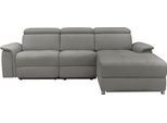 Ecksofa HOME AFFAIRE "Pareli, L-Form, 259cm,m. Recamiere, Echtleder, Kunstleder, Webstoff", grau, B:259cm H:98cm T:163cm, Webstoff (95% Polyester 5%Nylon), Sofas, Ecksofa, man. o. elektr. Relaxfunktion, USB/Kopfteilverstellg u. LED