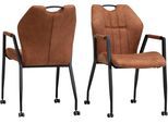 Armlehnstuhl OMG DESIGN "Point", braun (cognac, schwarz, cognac), B:55cm H:90cm T:63cm, Stühle, Armlehnstuhl, Esszimmerstuhl mit Rollen, Bürostuhl