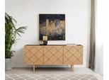 Kommode WOODMAN, braun (eiche, schwarz), B:175cm H:75cm T:45cm, Sideboards, Kommode, Holzfurnier aus Eiche, Skandinavisches Design, FSC-zertifiziert