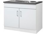 Spülenschrank KOCHSTATION "KS-Paris", weiß (weiß, weiß), B:100cm H:85cm T:60cm, Holzwerkstoff, Schränke, Spülenschrank