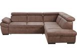 Ecksofa EXXPO - SOFA FASHION "Salerno, Funktionssofa, hoher Sitzkomfort, Breite 268cm, L-Form", braun, B:268cm H:77cm T:204cm, NaturLeder;Primabelle-Microfaser (100% Polyester);Luxus-Kunstleder, Sofas, Ecksofa, inkl. Kopf- und Armteilverstellung, wahlweise mit Bettfunktion