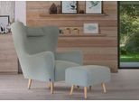 Sessel HOME AFFAIRE "Telford auch in Fellimitat, Sessel B/T/H: 77/92/106 cm", grün (mint), B:77cm H:106cm T:92cm, Samtoptik (100% Polyester);Luxus-Microfaser Lederoptik (100% Polyester);Struktur fein (100% Polyester);Fellimitiat (100% Polyester), Sessel, Sessel, wahlweise mit und ohne Hocker, in vielen Bezugsqualitäten, Ohrensessel