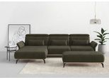 Ecksofa HOME AFFAIRE "Fjord L-Form", grün (khaki), B:324cm H:93cm T:184cm, 100% Polyester, Sofas, Ecksofa, massiv, wahlweise mit Armlehnfunktion, Kopf- Sitztiefenverstellung