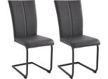Freischwinger HOME AFFAIRE "Nils", grau (dunkelgrau (capulet 4009)), B:42,5cm H:100cm T:60cm, Holzwerkstoff, Metall, Polyester, Stühle, Freischwinger, Stuhl belastbar bis 120 Kg, Gestell Metall im Chrom-Look oder Schwarz