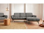 Ecksofa EXXPO - SOFA FASHION "Palic, inkl. Rückenverstellung, bequem, elegant, Breite 245cm, L-Form", grau (summer), B:245cm H:87cm T:185cm, Webstoff Premium: 67% Polyester, 33% Baumwolle;Webstoff: 100% Polyester;Velours: 100% Polyester, Sofas, Ecksofa, vom Sofa zum Hochlehner. Hohe Füße und Holzblende als Designmerkmal