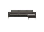 Ecksofa FLEXLUX "Fiore, super Sitzkomfort durch Kaltschaum im Sitz, L-Form", grau (warm mineral), B:262cm H:85cm T:92cm, 100% Echteder, Sofas, Ecksofa, breite Armlehnen, Füße Alu