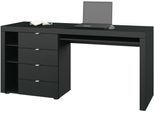 Schreibtisch BORCHARDT MÖBEL "Dolly", schwarz (schwarz matt), B:173cm H:78cm T:50cm, Tische, Schreibtisch, mit 3 Fächern und 4 Schubkästen
