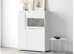 Highboard OTTO HOME "Piano Vitrine", weiß (weiß hochglanz), B:90cm H:123cm T:40,2cm, Holzwerkstoff, Sideboards, Highboard, UV lackiert, Soft-Close Funktion