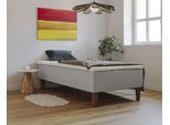 Boxspringbett HOME AFFAIRE "Osterberg", grau (light gray), B:141cm L:201cm, 100% Polyester, Komplettbetten, Boxspringbett, mit Taschen-Federkernunterbox