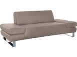 2-Sitzer W.SCHILLIG "taboo Designsofa mit hohem Sitzkomfort", braun (stone z59), B:202cm H:76cm T:101cm, Longlife Xtra-Leder Z59: Glattleder mit modischer Prägung. Hautstärke 0, 9 - 1, 1 mm, Sofas, 2-Sitzer, mit Übertiefe, inklusive Armlehnenverstellung, mit Kontrastnaht