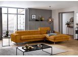Ecksofa W.SCHILLIG "piedroo, Designsofa mit tollem Sitzkomfort, elegant und bequem, L-Form", gelb (brandy s37), B:343cm H:70cm T:193cm, Stoff S37 (100% Polyester): Luxus-Microfaser in Lederoptik, Sofas, Ecksofa, Kopfteilverstellung, wahlweise mit Sitztiefenverstellung, Breite 343cm