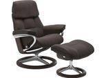 Relaxsessel STRESSLESS "Ruby", braun (braun batick), B:76cm H:100cm T:75cm, Leder PALOMA: durchgefärbtes Semianilin-Möbelleder;Leder BATICK: durchgefärbtes und genarbtes Möbelleder, Sessel, Relaxsessel, mit Signature Base, Größe S, Gestell Eiche, Wenge, Braun & Schwarz