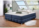 Boxspringbett HOME AFFAIRE "Salo", blau, B:186cm L:206cm, Komplettbetten, Boxspringbett, Ohne Kopfteil, inkl. Topper, auch in Überlänge 220 cm
