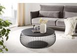 Couchtisch SALESFEVER "Coffeetable Wohnzimmertisch im minimalistischen Stil", schwarz (schwarz, schwarz, schwarz), B:86cm H:35cm T:86cm, Metall, Glas, Tische, Couchtisch, 10 mm starke Klarglasplatte mit Marmordruck
