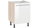 Spülenschrank OPTIFIT "Bern", weiß (weiß hochglanz, akaziefarben), B:60cm H:87cm T:58,4cm, Schränke, Spülenschrank, 60 cm breit, mit 1 Tür, mit höhenverstellbaren Füßen, mit Metallgriff
