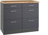 Unterschrank KOCHSTATION "KS-Milan", anthrazit, B:100cm H:86cm T:60cm, Holzwerkstoff, Schränke, Unterschrank, Auszugschrank 100 cm, matte oder hochglänzende Fronten