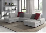 Wohnlandschaft SIT & MORE "Luxor U-Form", silber, B:329cm H:82cm T:224cm, Luxus-Microfaser ALTARA NUBUCK (100% Polyester);Soft clean (98% Polyester, 2% Polyamid);Struktur fein (100% Polyester), Sofas, Wohnlandschaft, wahlweise mit Bettfunktion, Bettkasten und Kopfteilverstellung