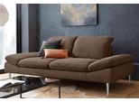 2,5-Sitzer W.SCHILLIG "enjoy&MORE", braun (mocca s37), B:232cm H:87cm T:110cm, Chenille-Flachgewebe R66 (85% Polyester, 15% Nylon);Longlife Xtra-Leder Z59: Glattleder mit modischer Prägung. Hautstärke 0, 9 - 1, 1 mm;Stoff S37 (100% Polyester), Sofas, 2 5-Sitzer, mit Sitztiefenverstellung, Füße Chrom glänzend, Breite 232 cm