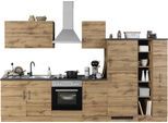 Küchenzeile KOCHSTATION "KS-Colmar", braun (küche: braun, korpus: wotaneichfarben, arbeitsplatte: anthrazit), B:330cm T:60cm, Komplettküchen-Sets, Küchenzeile, ohne E-Geräte, Breite 330 cm