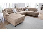 Wohnlandschaft SIT & MORE "Salsa U-Form", beige, B:333cm H:86cm T:205cm, Struktur (100% Polypropylen);Bedruckte Microfaser (100% Polyester);Luxus-Microfaser ALTARA NUBUCK (100% Polyester), Sofas, Wohnlandschaft, mit Federkern, wahlweise mit Bettfunktion