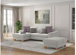 Ecksofa SIT & MORE "Dundee L-Form", silber, B:264cm H:86cm T:175cm, Sofas, Ecksofa, mit Federkern und Massivholzfüßen, wahlweise mit Kopfteilverstellung