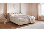 Boxspringbett HOME AFFAIRE "Harmones", beige, B:203cm L:210cm, Struktur (100% Polyester), Komplettbetten, Boxspringbett, in 3 Breiten, Härtegrad auch im Mix mit je 1 Matratze in H2 und H3