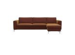 Ecksofa FLEXLUX "Fiore, super Sitzkomfort durch Kaltschaum im Sitz, L-Form", braun (cognac), B:262cm H:85cm T:92cm, 100% Polyester, Sofas, Ecksofa, breite Armlehnen, Füße Alu