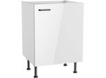 Spülenschrank KOCHSTATION "KS-Paula", weiß (weiß glanz, weiß), B:60cm H:87cm T:58,4cm, Schränke, Spülenschrank, 60 cm breit, 87 cm hoch, mit 1 Tür