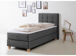 Boxspringbett HOME AFFAIRE "Moulay", grau (anthrazit), B:104cm L:211cm, Komplettbetten, Boxspringbett, inkl. Topper, in 3 Härtegraden, TFK auch in Härtegrad 4