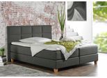 Boxspringbett HOME AFFAIRE "Casey", grau (anthrazit), B:151cm L:209cm, Struktur fein (100% Polyester), Komplettbetten, Boxspringbett, in 5 Breiten, 3 Ausführungen, 2 Härtegraden, Steppung, Topper