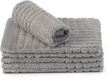 Waschhandschuh ROSS "CARRE", grau (kiesel), B:16cm H:1cm L:22cm, Frottier, Waschlappen, Waschhandschuh, 100% Baumwolle, Rippenstruktur, große Farbauswahl