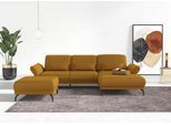 Ecksofa HOME AFFAIRE "Coco L-Form", gelb (mustard), B:284cm H:88cm T:196cm, 100% Polyester, Sofas, Ecksofa, Sitztiefen-, Arm- und Kopfteilverstellung, Cord-Bezug, Fußhöhe 15 cm