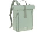 Wickelrucksack LÄSSIG "Green Label, Rolltop Up, silver green", Baby, Gr. B/H/T: 29cm x 42cm x 15cm, silber (silber grün), Polyester, Rucksäcke Wickelrucksack, vegan; zum Teil aus recyceltem Material