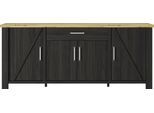 Buffet GAMI "Sequoia", schwarz, B:220cm H:93cm T:50cm, Holzwerkstoff, Schränke, Buffet, Wohnzimmer-Programm in Landhaus- und Industrial-Dekor
