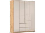 Drehtürenschrank OTTO HOME "Kleiderschrank Kleiderschränke Schrank Garderobe AGORDO mit Glasfront", beige (eiche artisan, glas champagner), B:181cm H:229cm T:54cm, Holzwerkstoff, Schränke, Drehtürenschrank, mit Außenschubkästen, in 7 Breiten und 2 Höhen MADE IN GERMANY