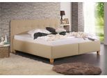 Polsterbett MAINTAL "Mison", beige (beige, buche hell geölt), B:213cm H:102cm L:207cm, Struktur fein (100% Polyester), Betten, Polsterbett, mit oder ohne Matratze Bonell-, Kaltschaum-, Taschenfederkern Matratze