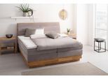 Boxspringbett OTTO HOME "JENNA in verschiedenen Farben und Breiten erhältlich", grau (argento), B:204cm L:216cm, Komplettbetten, Boxspringbett, LED-Beleuchtung, mit zertifizierten, recycelten Bezugsstoffen